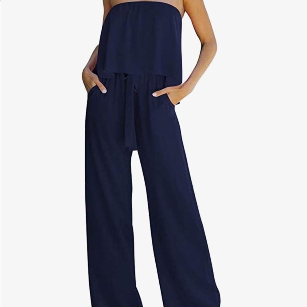 Amazon size L jumpsuit spaghetti strap (removable) tie waist
